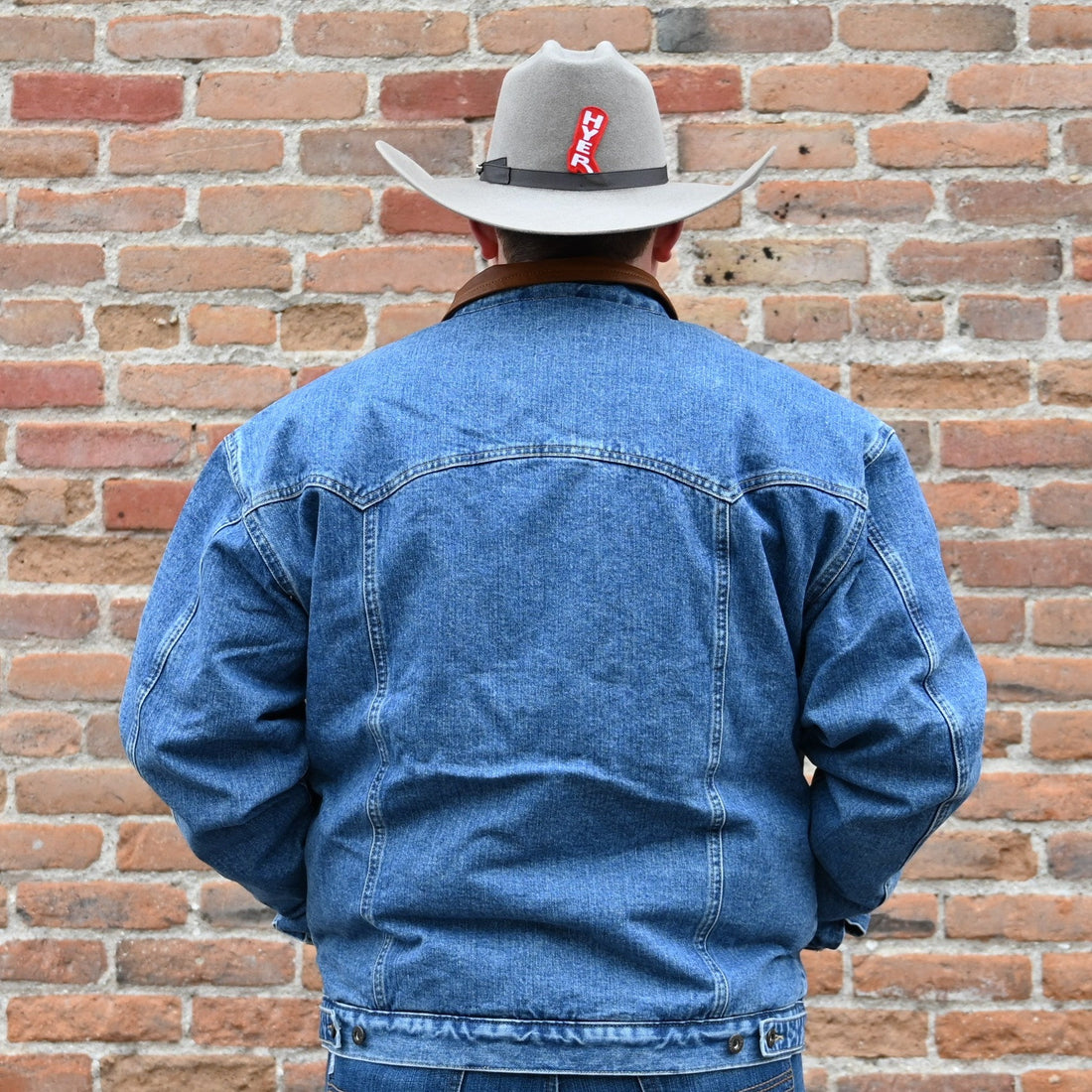 Schaefer Legend Denim Jacket with Fleece Lining in Indigo view of back