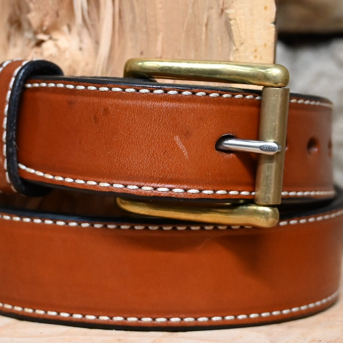 1 1/2 Double Stitched Belt view of close up