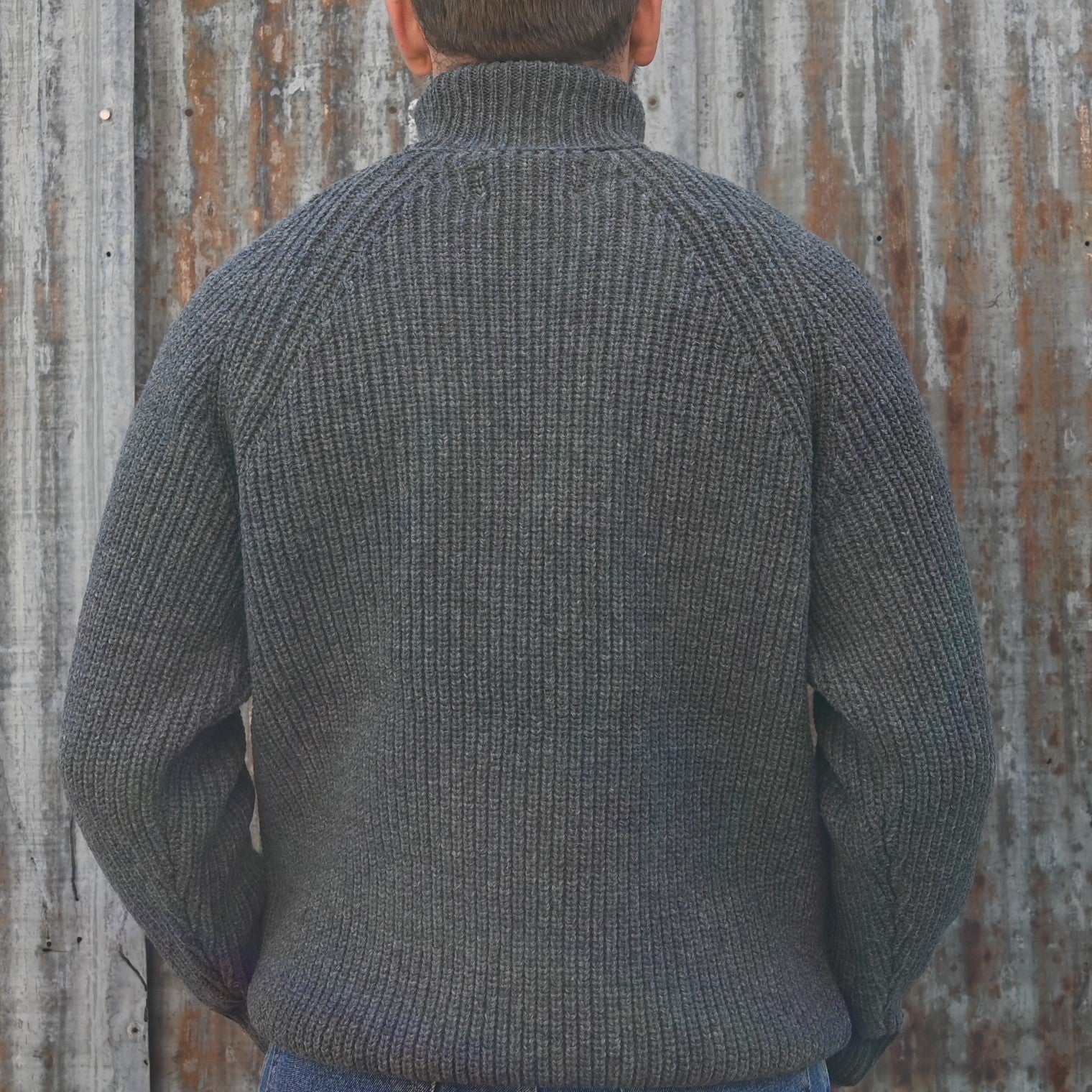 View of back of sweater