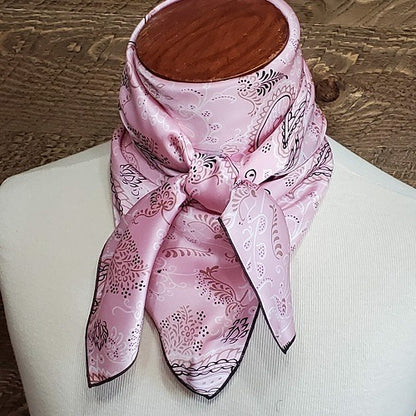 Cowboy Images Charmeuse Traditional Paisley Pink Wild Rag 36x36