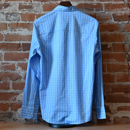 Wrangler Cody Johnson Sky Checks button-down shirt in French blue check pattern