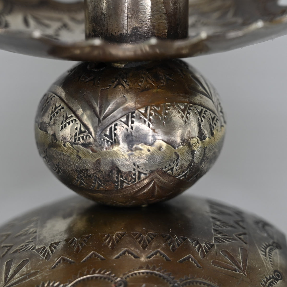 Stamped Candlestick Pair view of detail