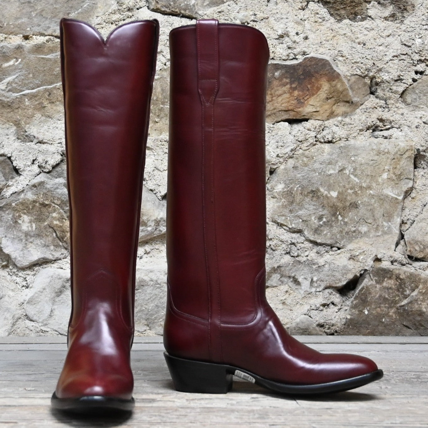 Ladies 16&quot; Burnt Red &quot;Cavalier&quot; English High Boot W/Covered Piping view of front and side