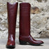 Ladies 16" Burnt Red "Cavalier" English High Boot W/Covered Piping view of front and side