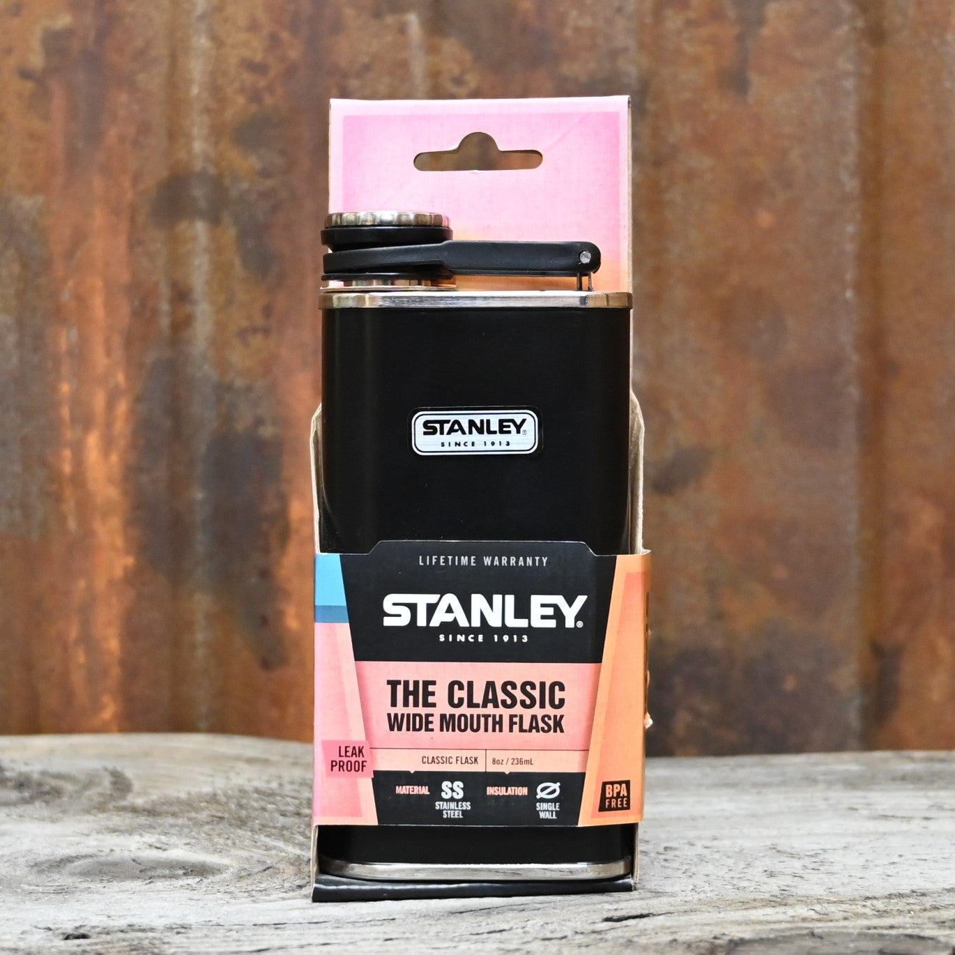 Stanley Classic Flask In Matte Black view of flask