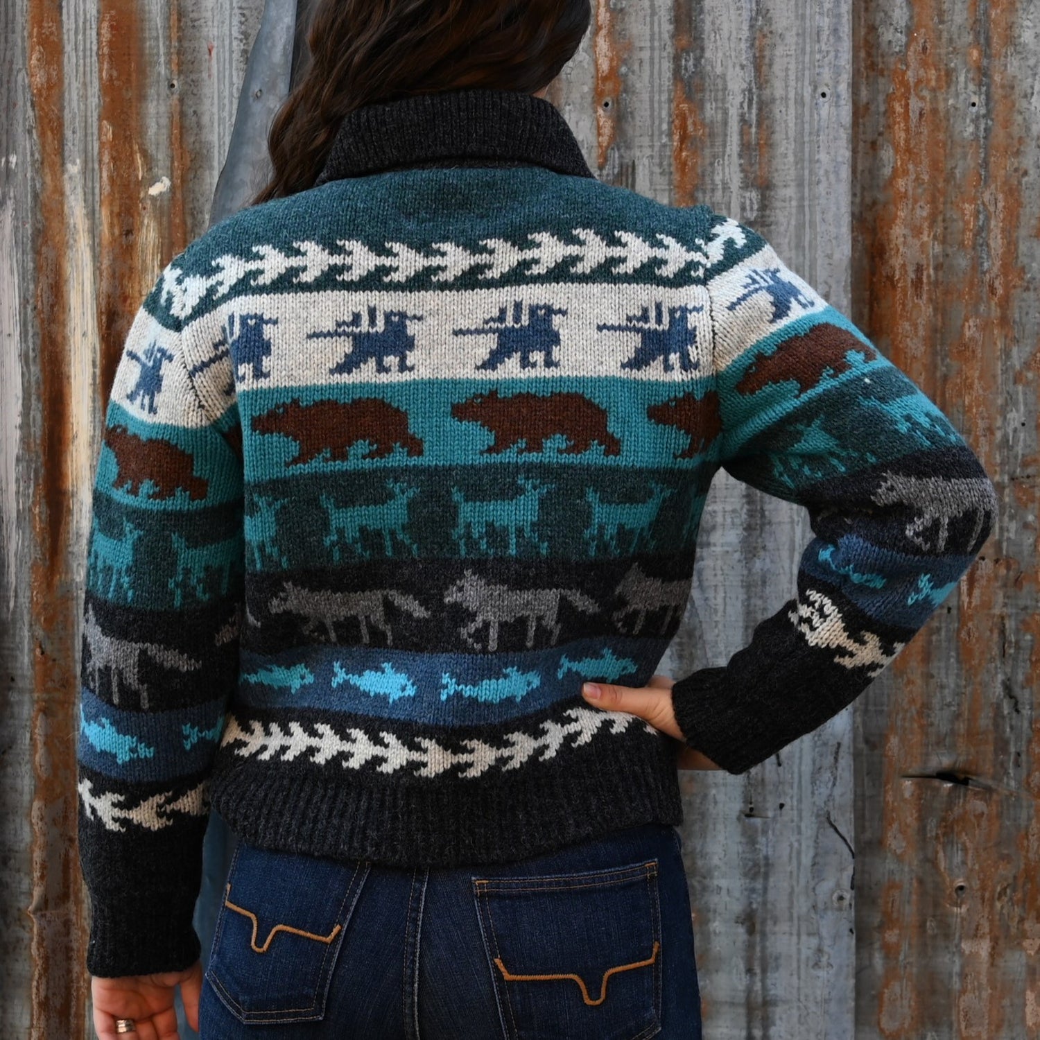 View of back of sweater