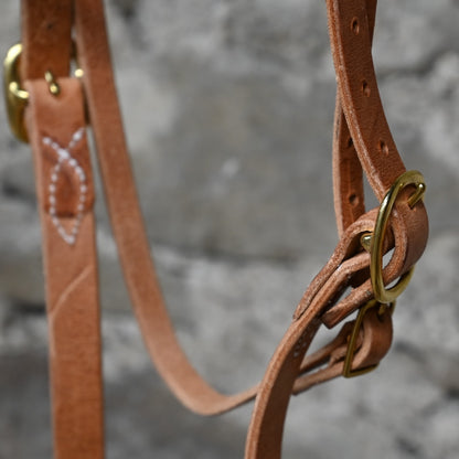 1&quot; Draft Horse Harness Leather Headstall view of close up