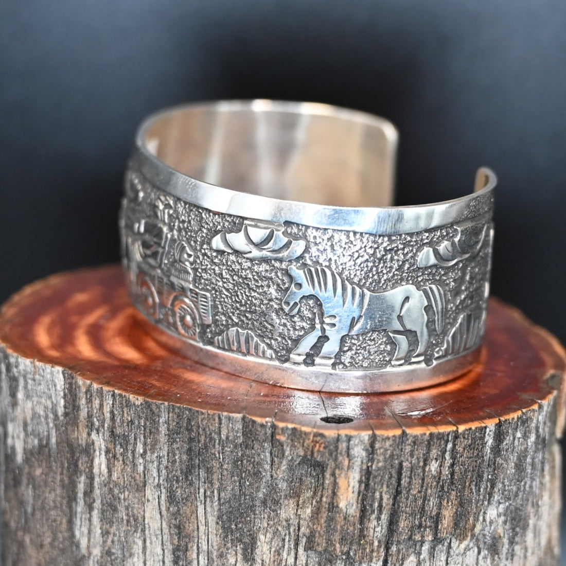 Navajo Story Cuff in Sterling Silver view of story cuff