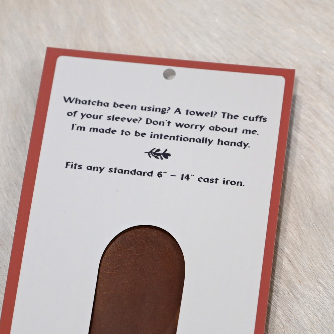 Howl Intentional Goods PanHandler in caramel leather with Pendleton blanket inlay for cast iron handles