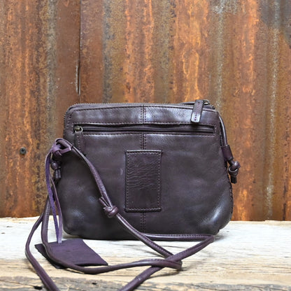 Latico Limited Edition Hope Woven Crossbody with Zipper Closure in Aubergine view of back