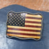 Nocona rectangle USA Flag belt buckle with rope edge border and red, white, and blue design