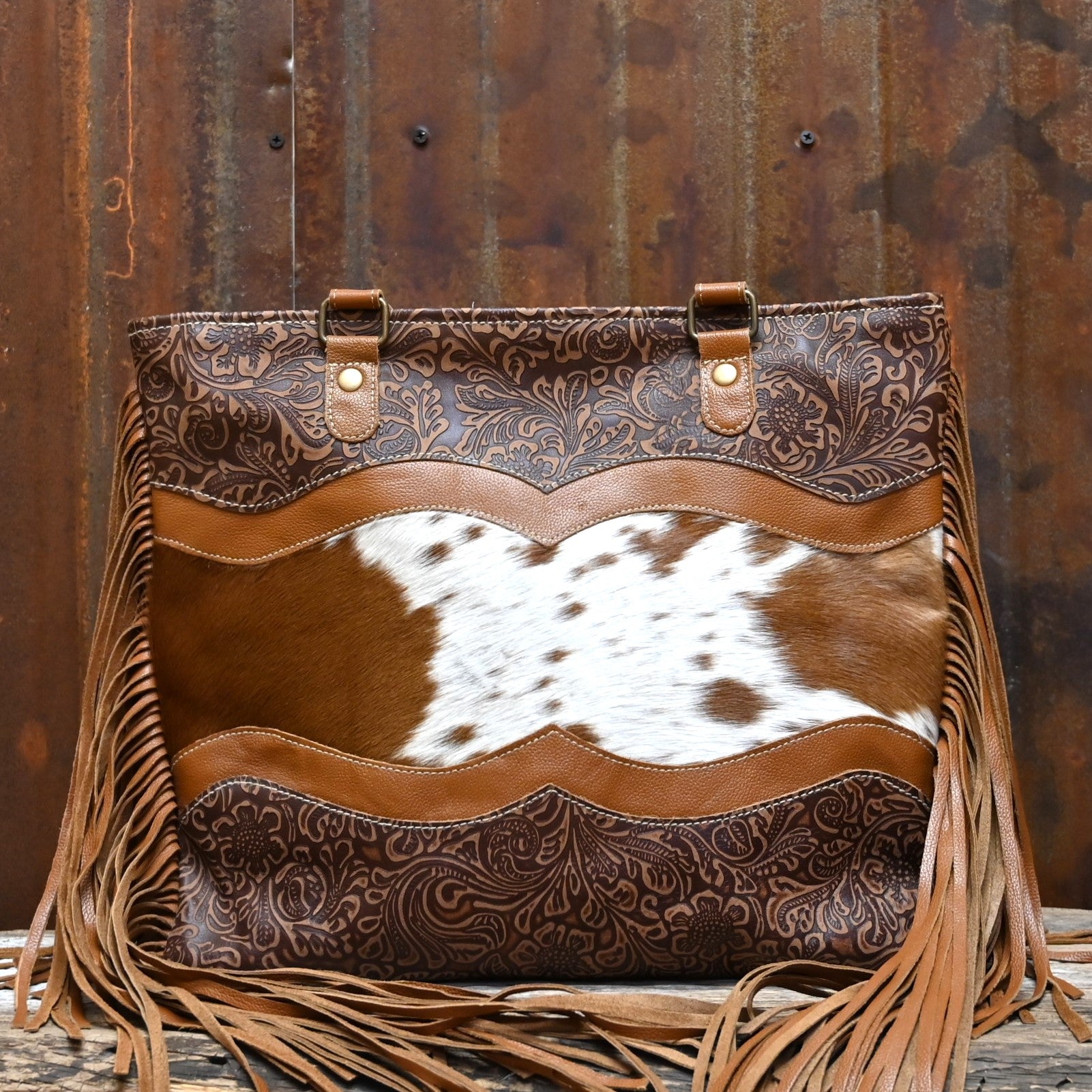 Myra Bags hotsell Embossed ferric Leather & Hair On Bag