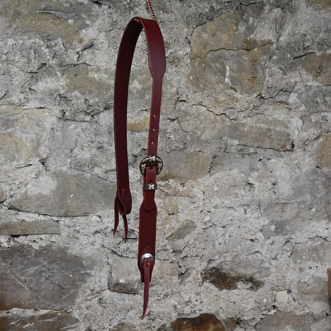 Split Ear Headstall with Brown Iron Buckle view of headstall