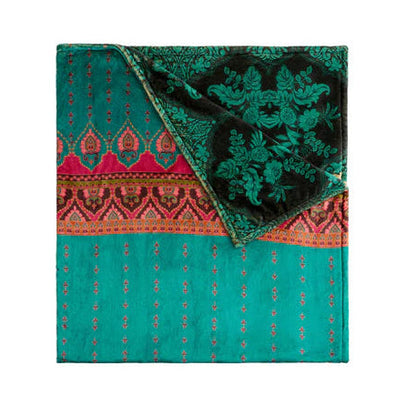 Johnny Was Laurel Canyon cozy blanket in Angelia pattern reversible with matching drawstring storage bag