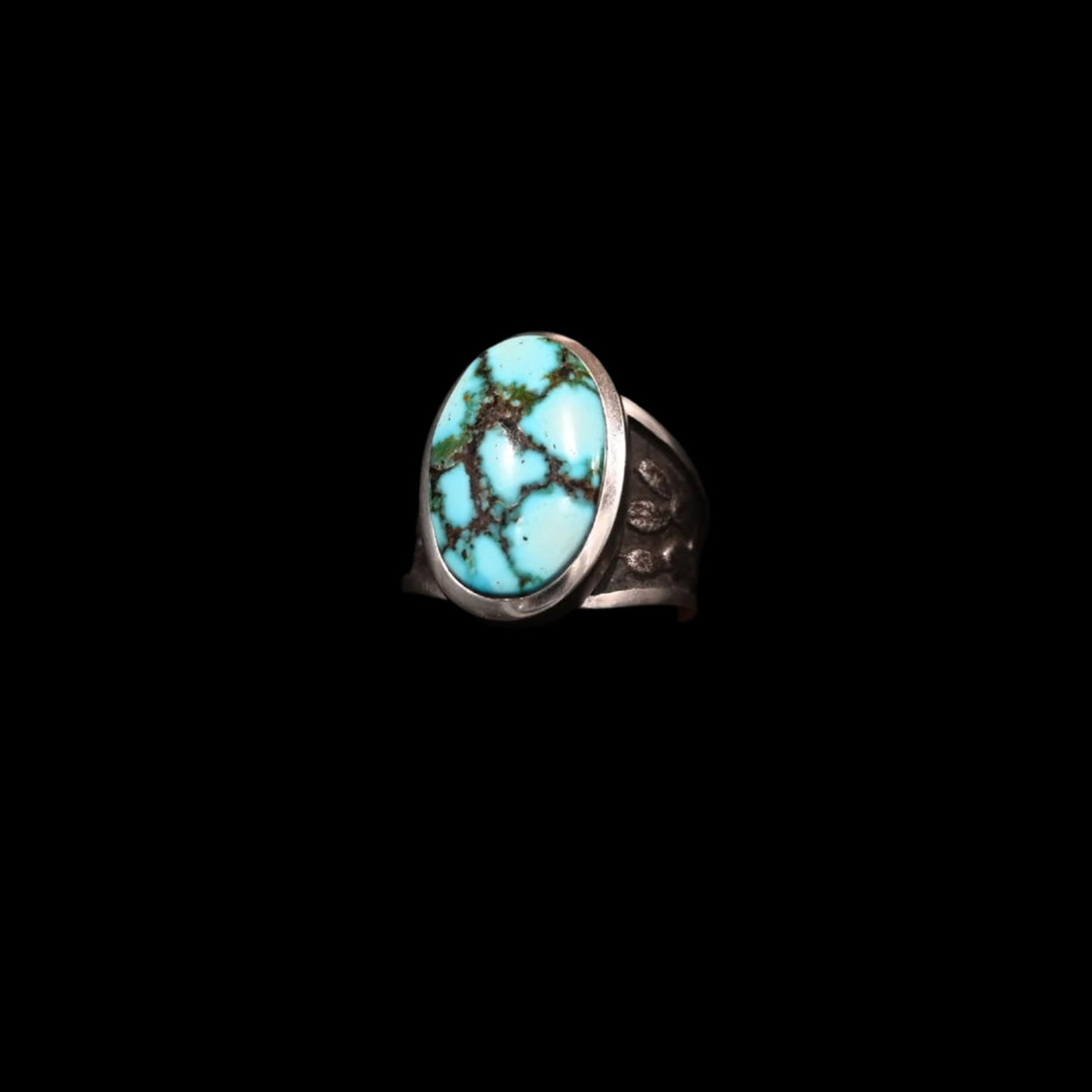View of Sunwest Silver Kingman Turquoise Ring featuring a Kingman turquoise stone set in sterling silver, size 10
