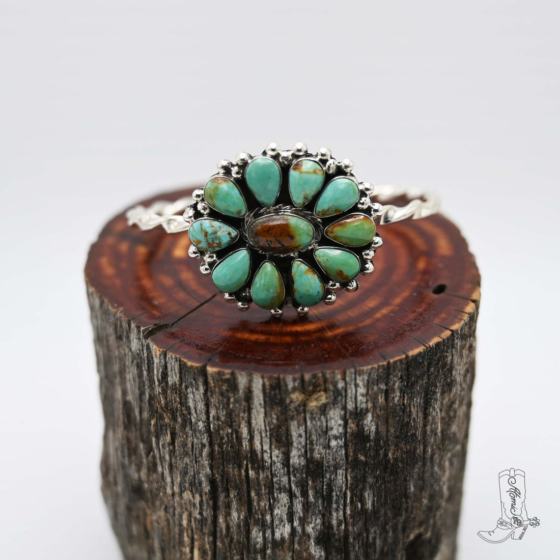 Rose Cuff  Turquoise and sterling silver
