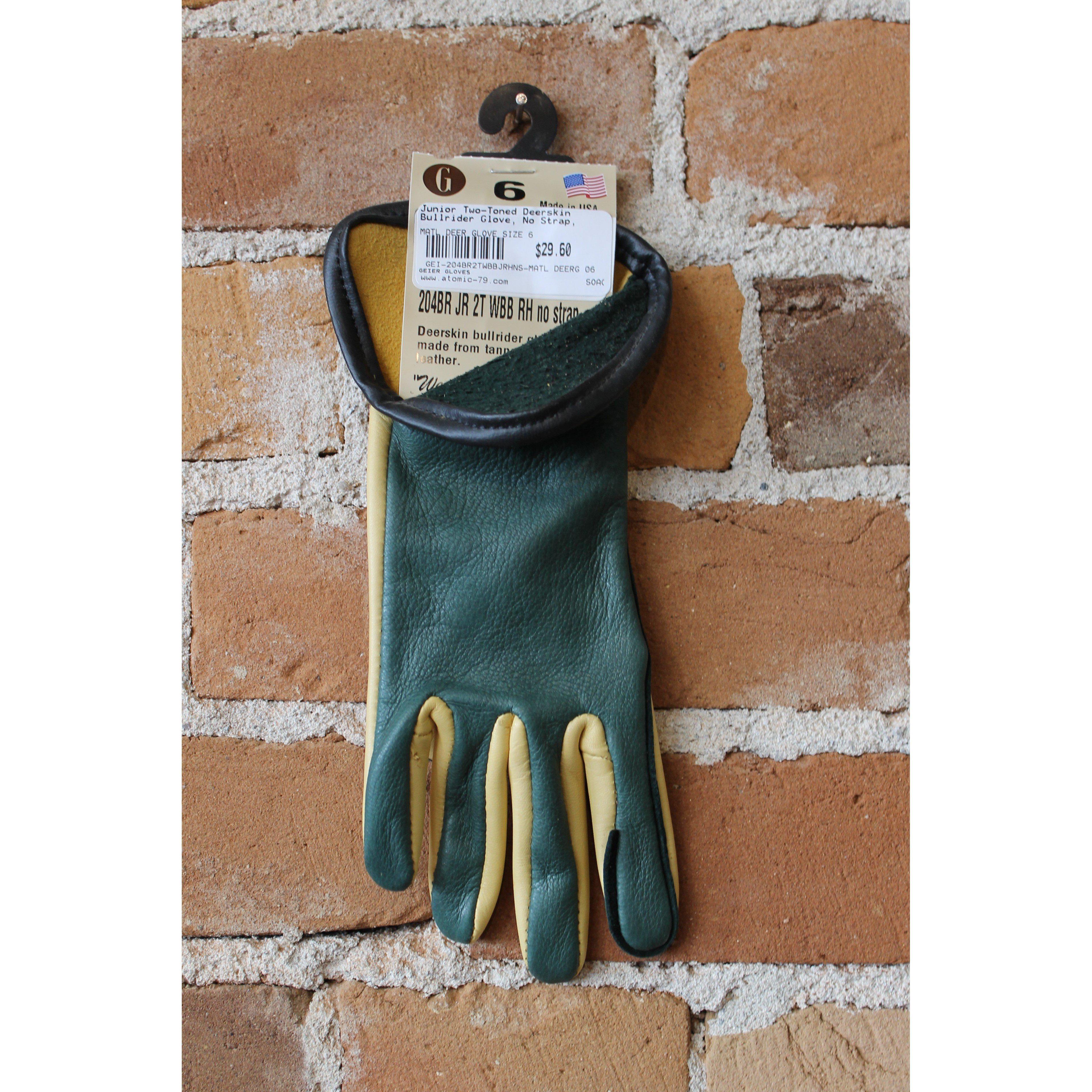 Junior Two-Toned Deerskin Bullrider Glove No Strap Right Hand-Atomic 79