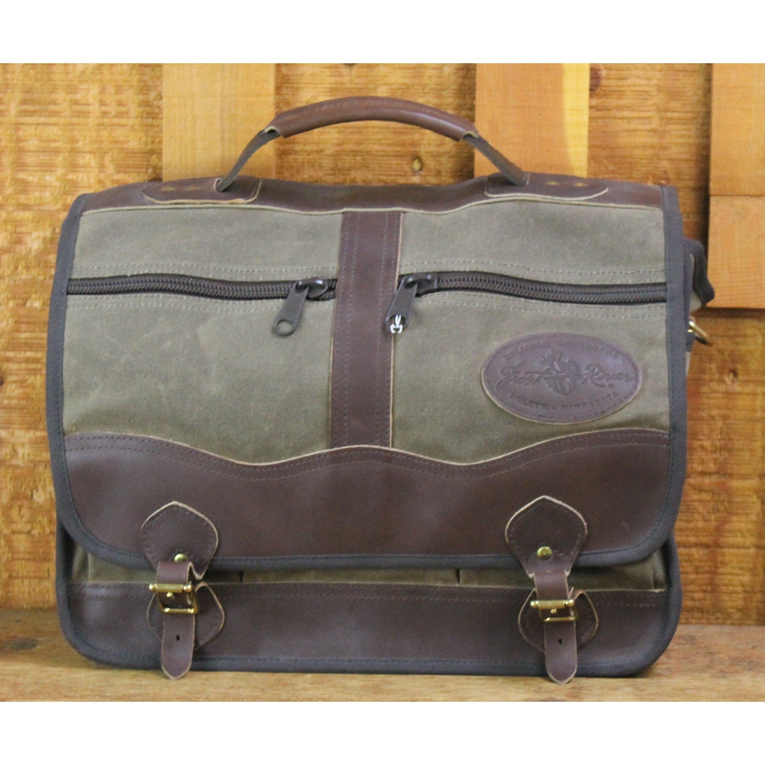 Leather and Waxed Canvas Pilot Brief Bag-Atomic 79