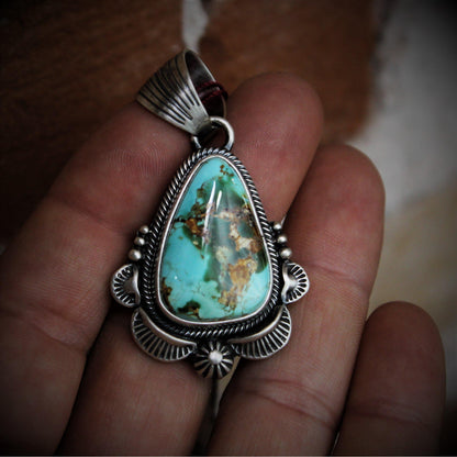 Royston Turquoise Tear Drop Pendant set in sterling silver-Atomic 79